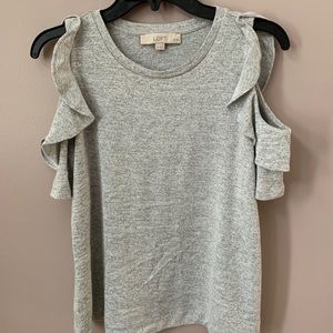 Grey Open Shoulder Short Sleeve Top